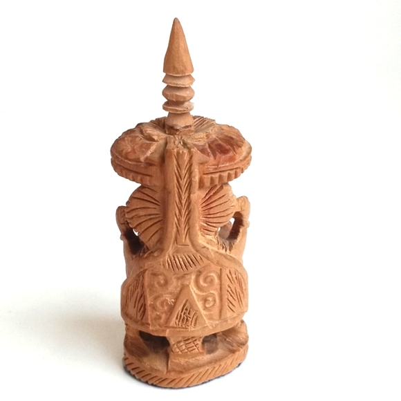 Sandalwood Hand Carved Antique Wooden 3” Elephant (Ganesh) Figurine from India - Picture 5 of 13
